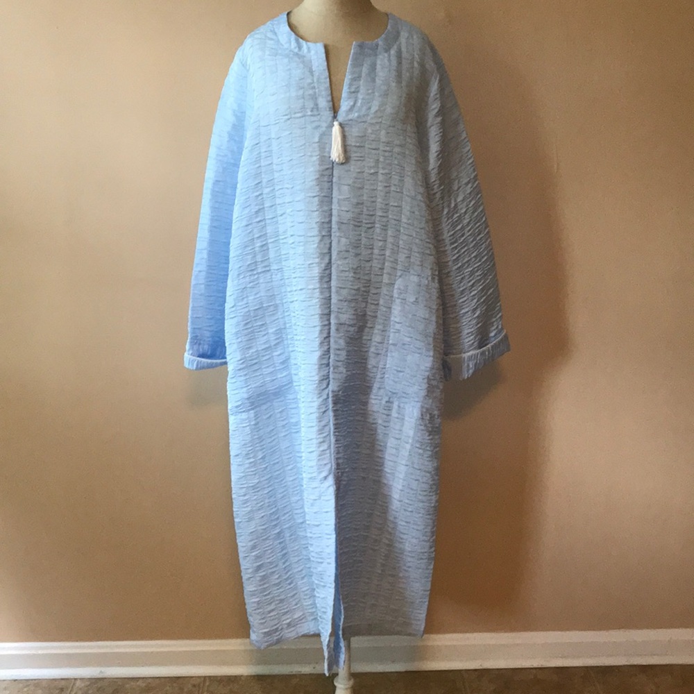Kim Rogers Intimates Baby Blue Faux Quilted Robe
